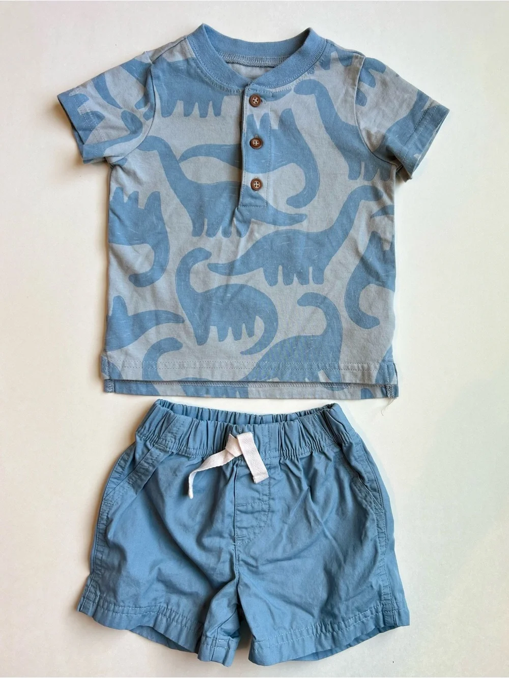 Carter's Light Blue Dinosaur Print Tee & Shorts Set
